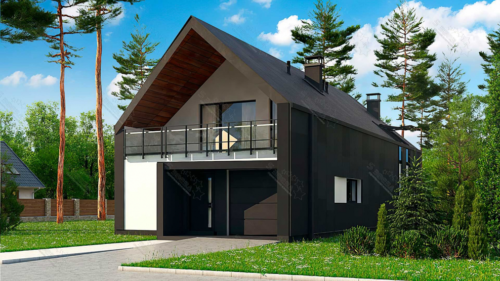 Дом с мансардой и террасой над гаражом