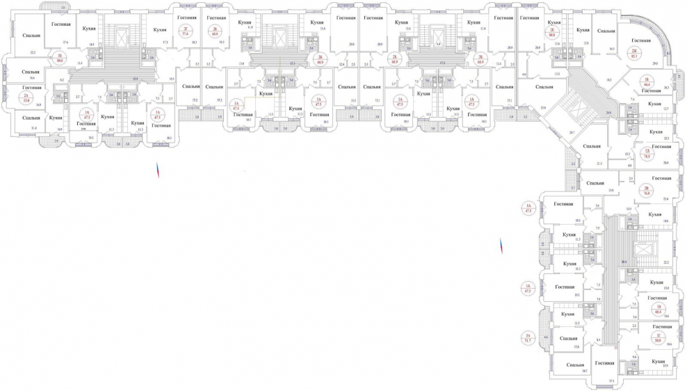 ЖК Лермонтовский Звенигород поэтажный план корпус 1