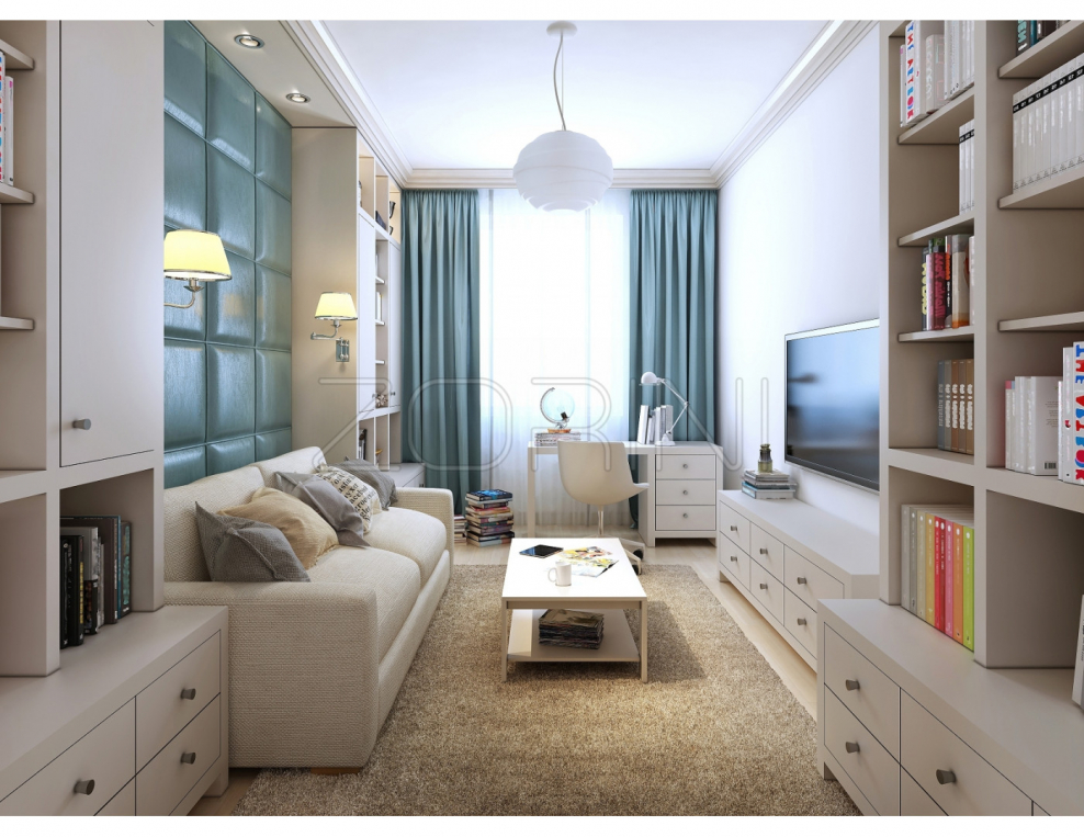 Интерьер вытянутой комнаты