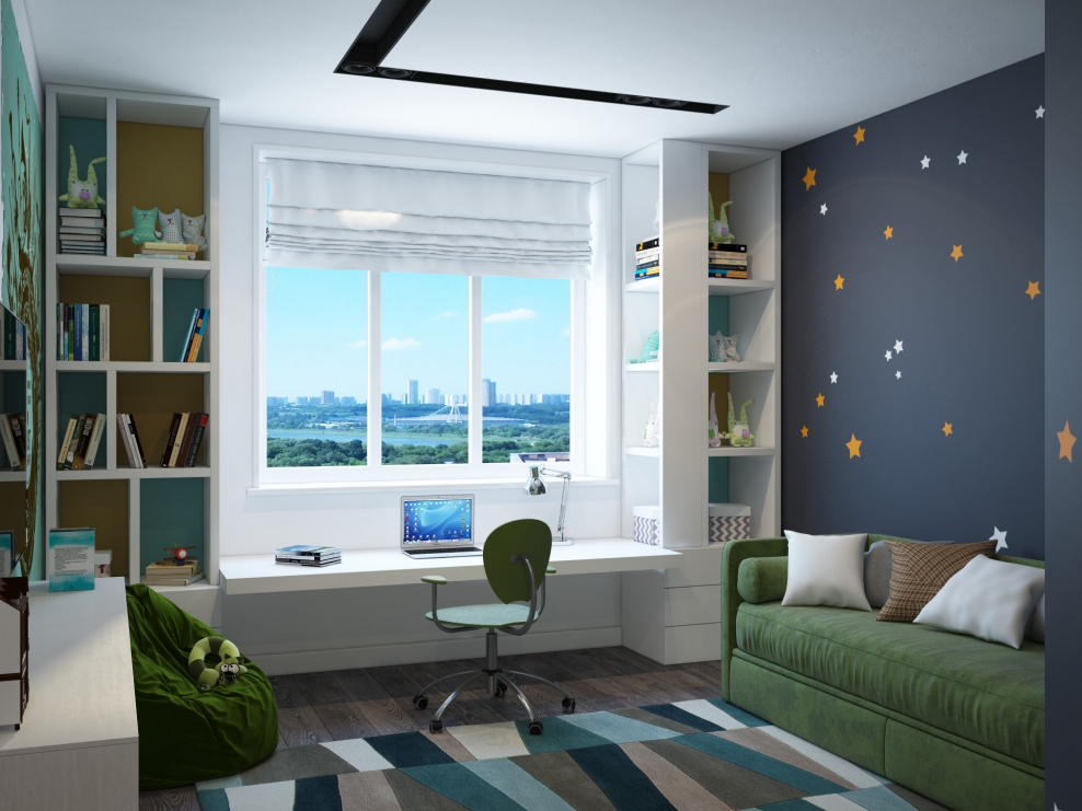 Комната для подростка девочки прямоугольная