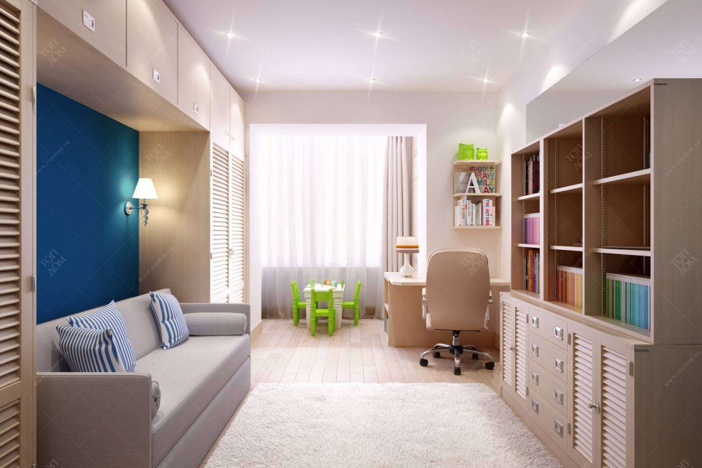 Комната подростка с двумя окнами