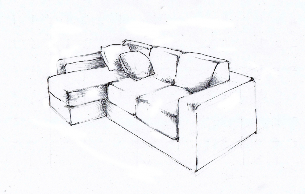 Нарисовать угловой диван