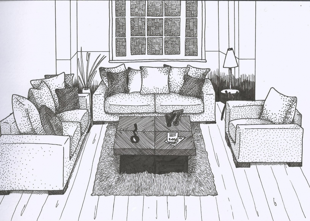 Диван во фронтальной перспективе