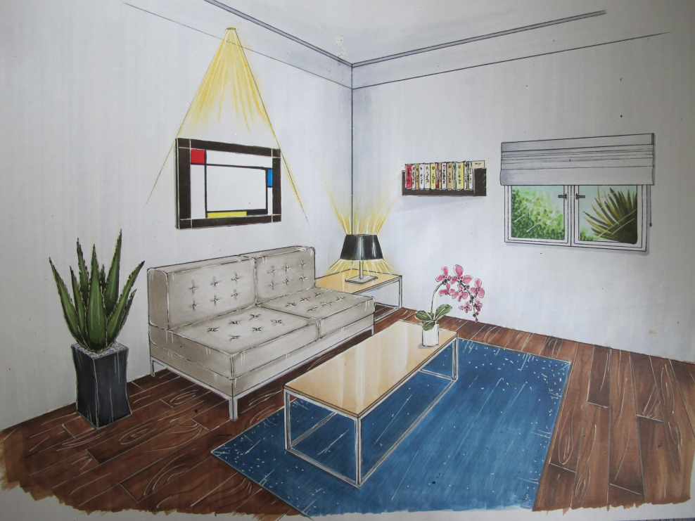 Рисование в перспективе комнаты угловая