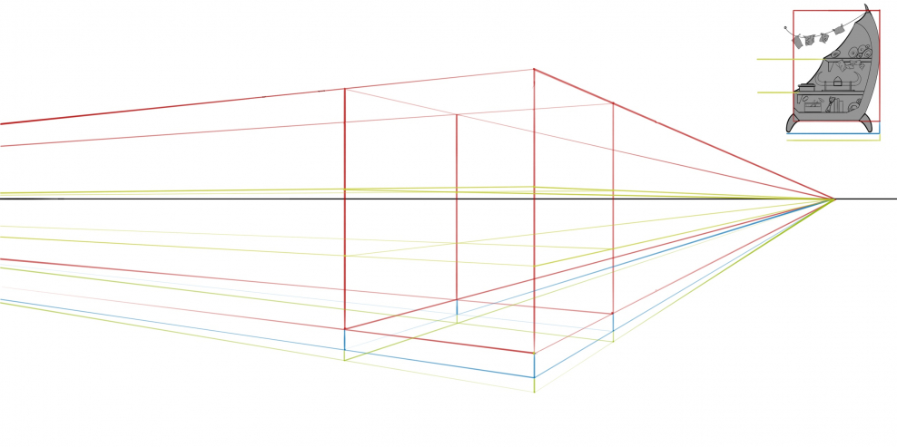 Последовательность рисования шкафа в перспективе