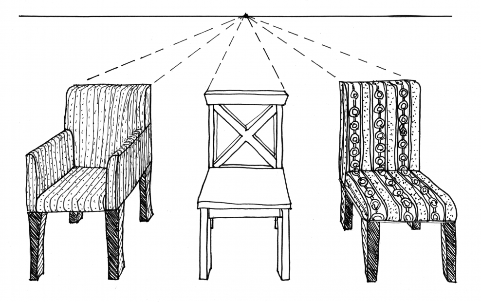 Стул в угловой перспективе
