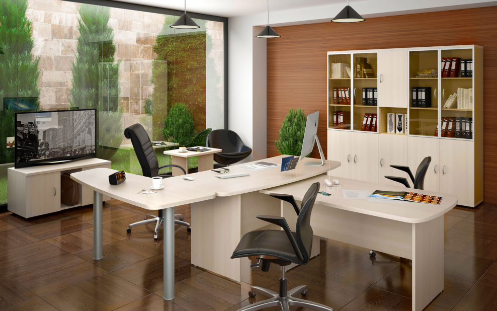 Кабинет руководителя в бежевых тонах