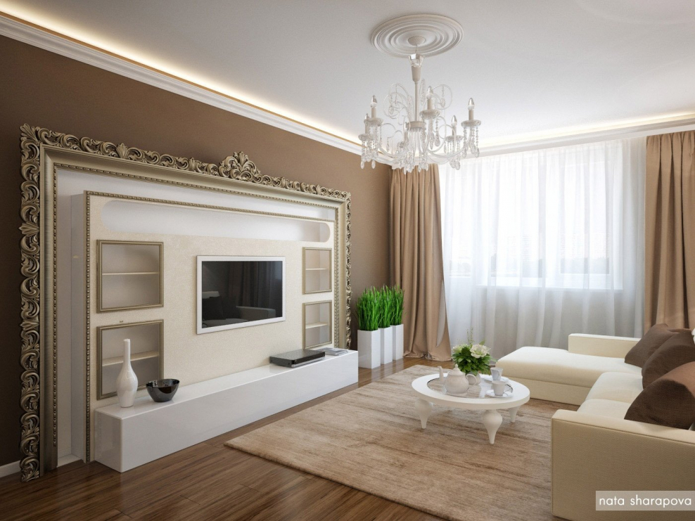 Гостиная в кофейных тонах