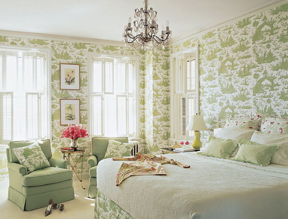 Спальня в стиле Прованс в зеленых тонах