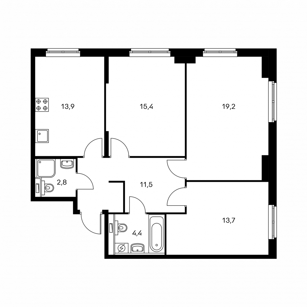 Планировка 3 комнатной квартиры