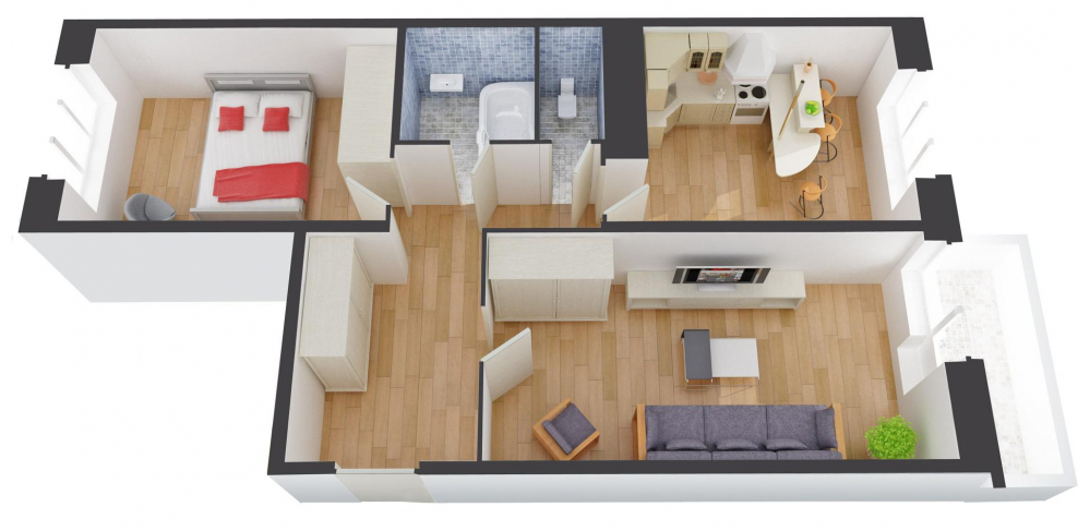 Перепланировка линейной двушки в трешку