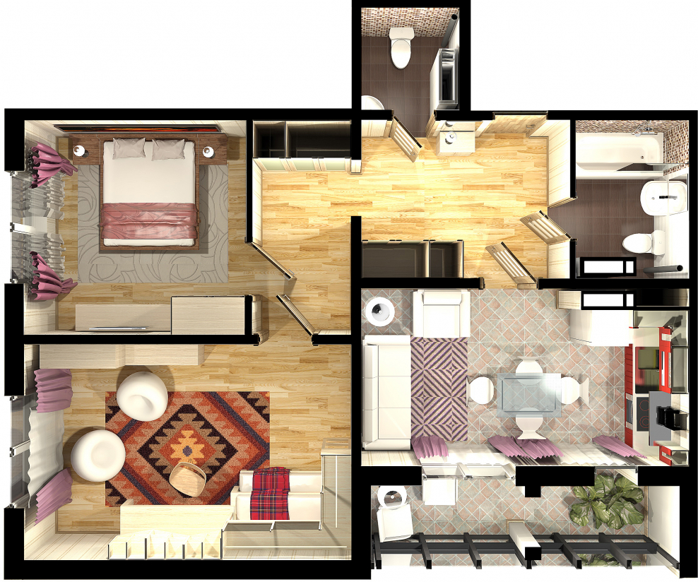 Схема перепланировки комнатной квартиры