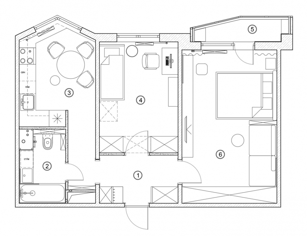 Однокомнатная квартира планировк