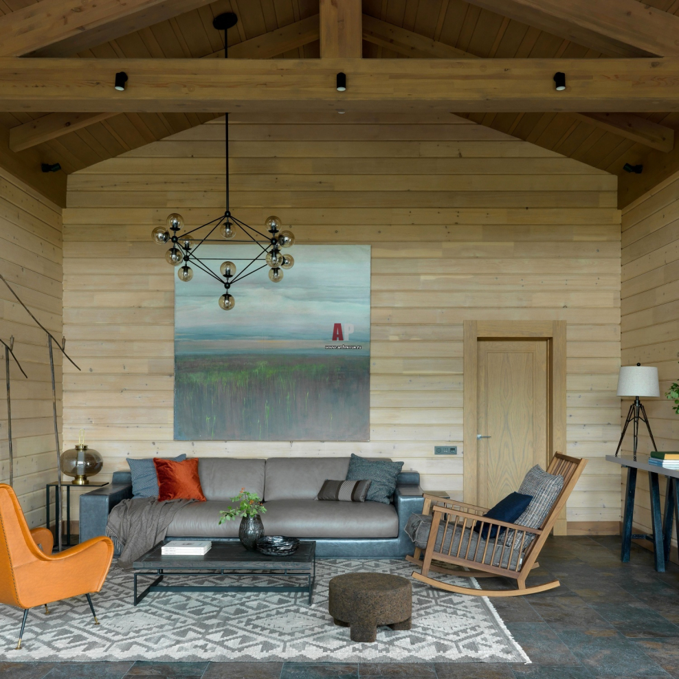 Интерьер одноэтажного дома из бруса