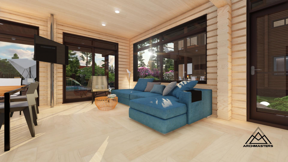 Профилированный брус внутри дома