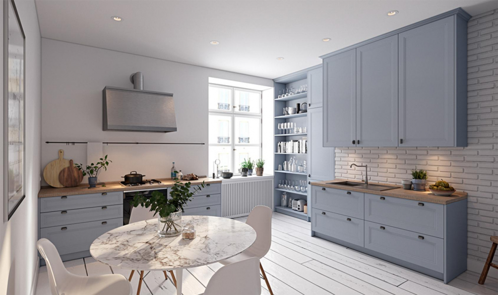 Кухонный гарнитур с деревянной столешницей