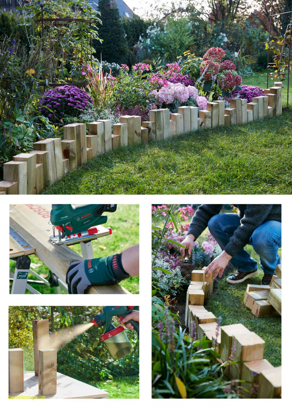 Бордюр из сетки с камнями