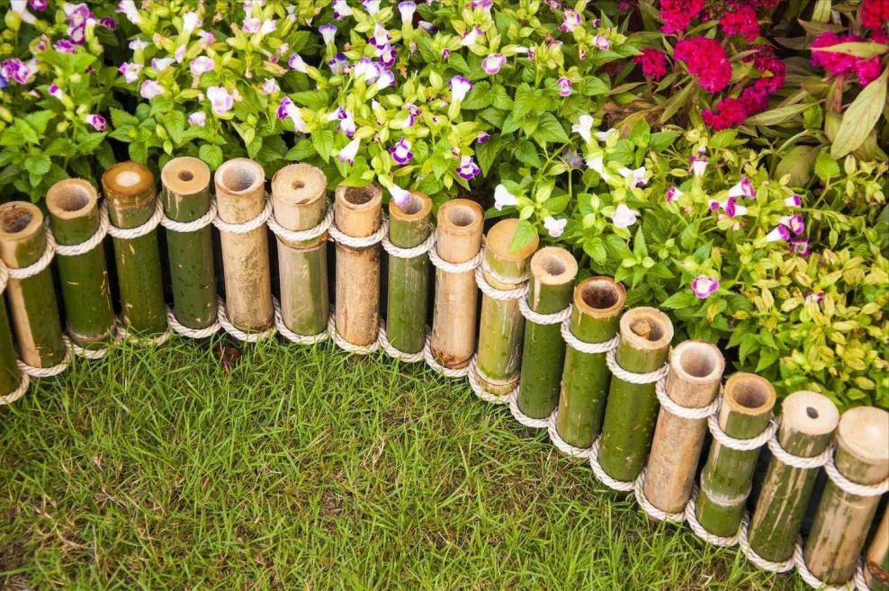 Клумбы из колышек деревьев