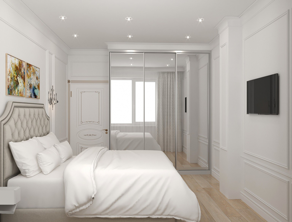 Интерьер квадратной спальни