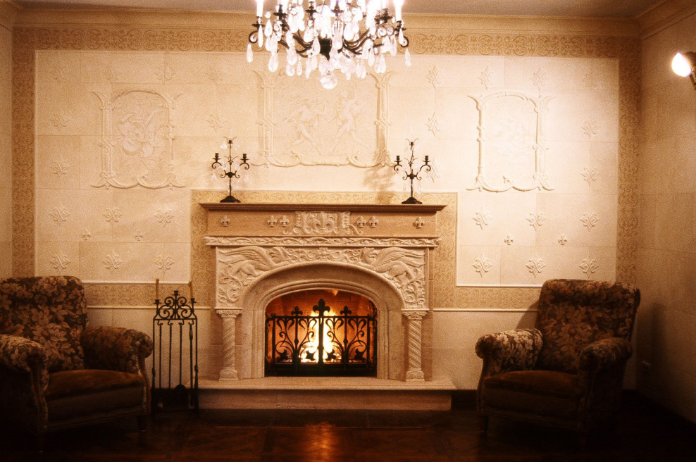 Фотообои стена с камином