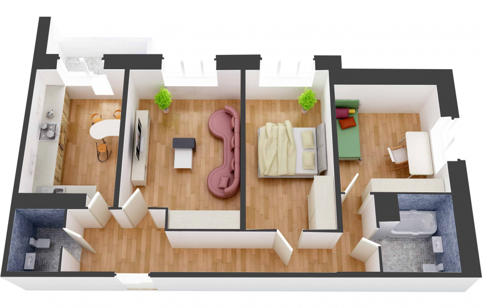 План квартиры 3d средняя