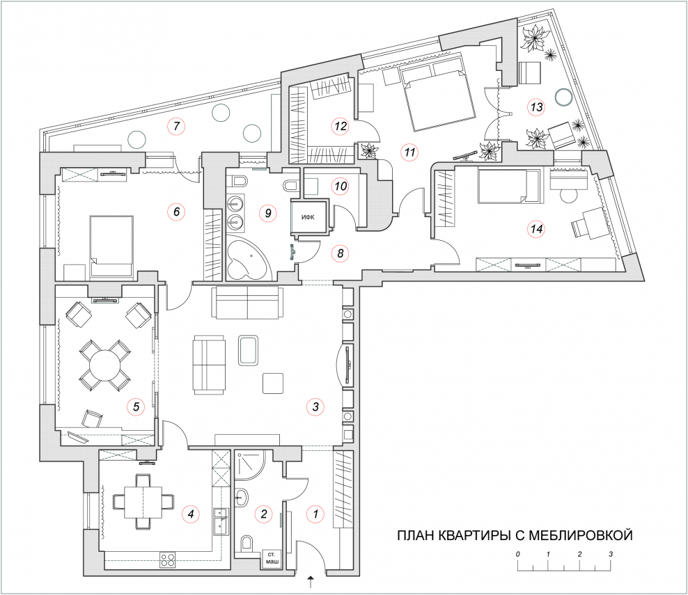 Планировка квартиры 100м