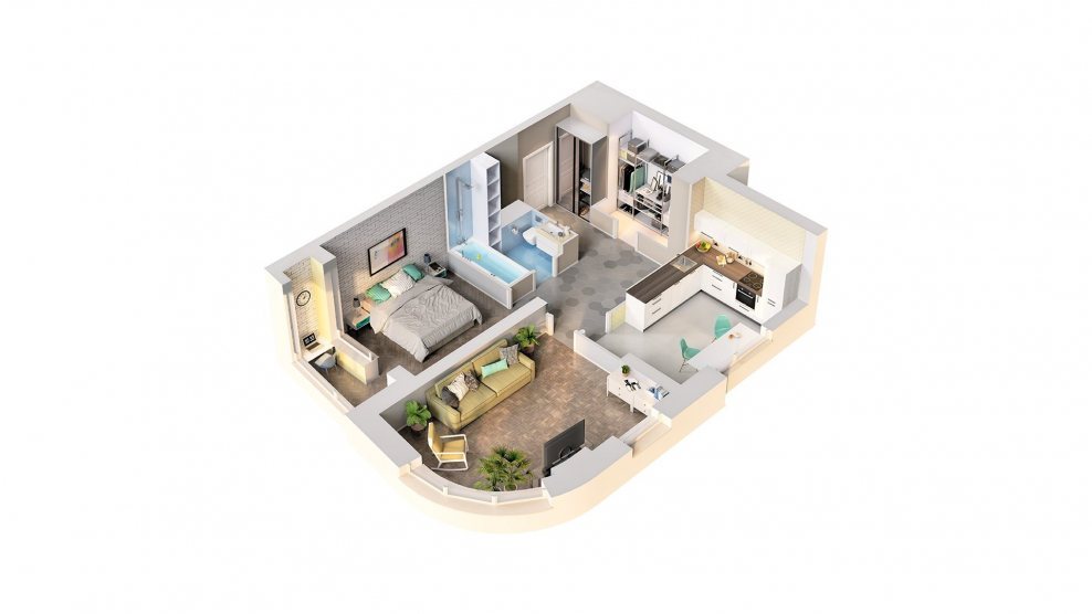 Интерьер сложной планировки