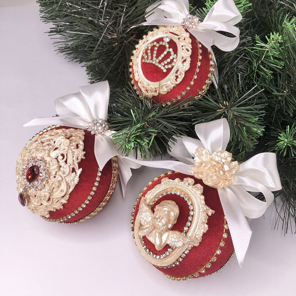 Бархатные елочные игрушки