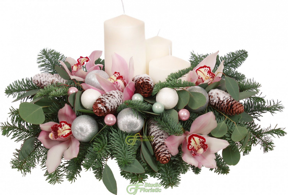 Елочная композиция в коробке