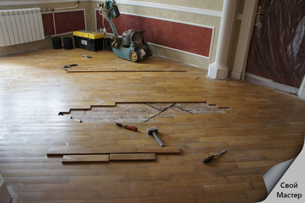 Шлифование деревянного пола