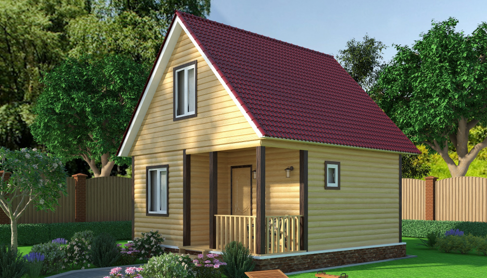 Дачный дом с мансардой 6х6м