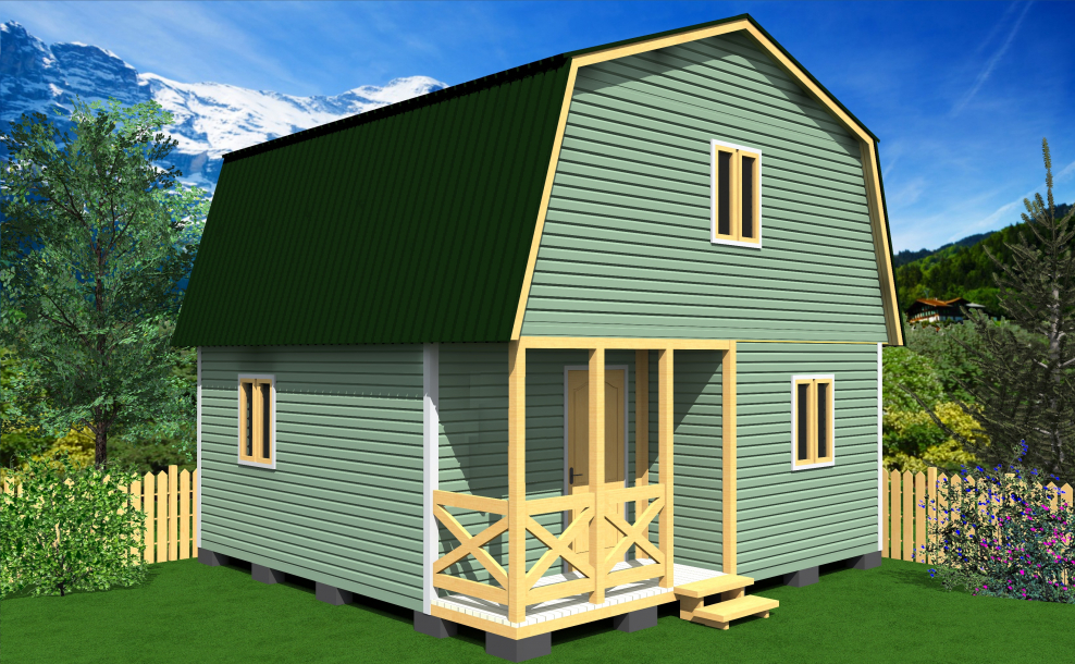 Дачный дом 6х4 с мансардой