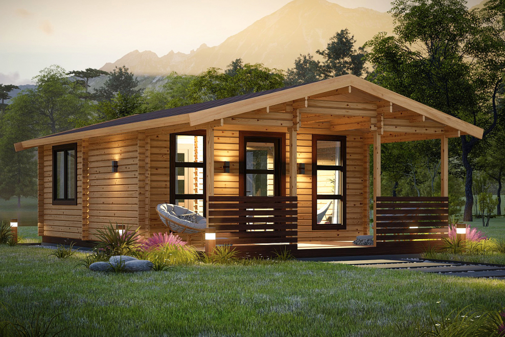 Одноэтажный дачный дом из бруса