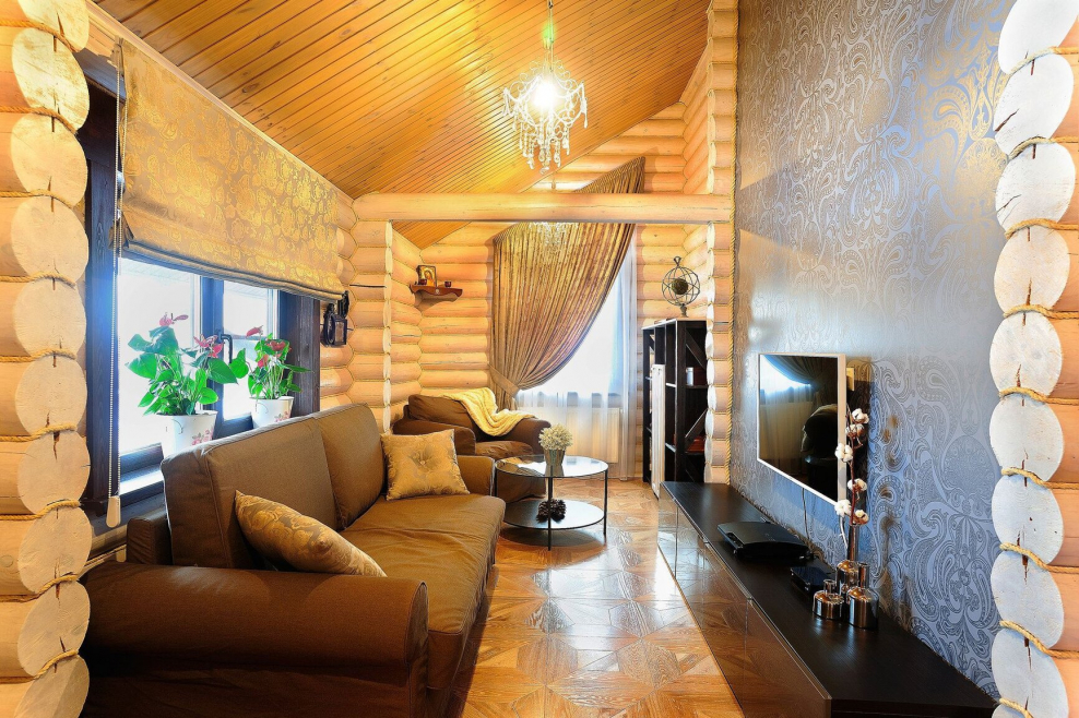 Потолок в оцилиндрованном доме