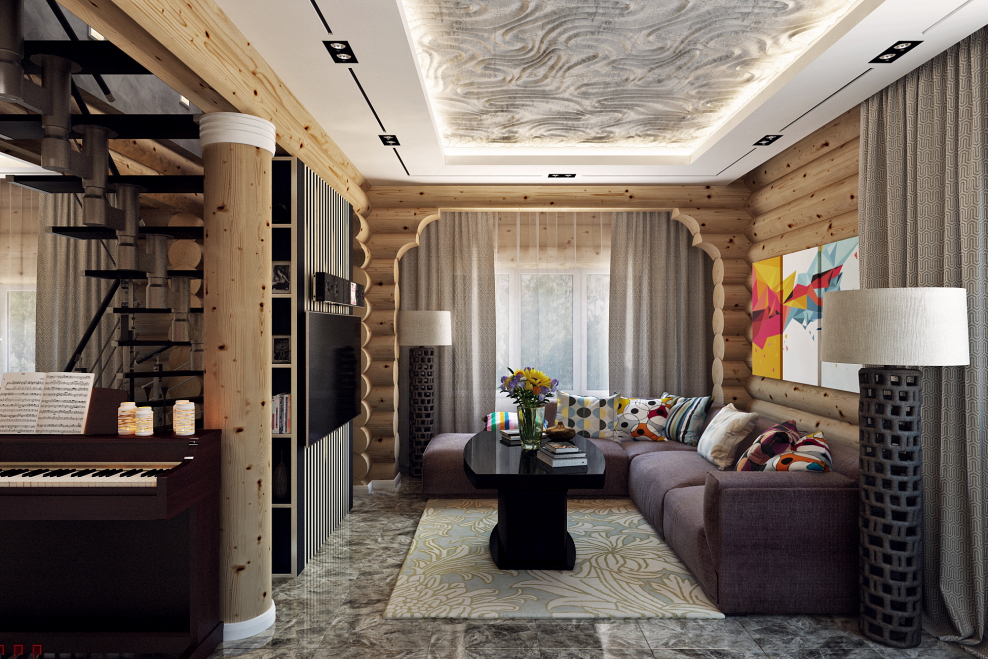 Лестницы в интерьере сруба