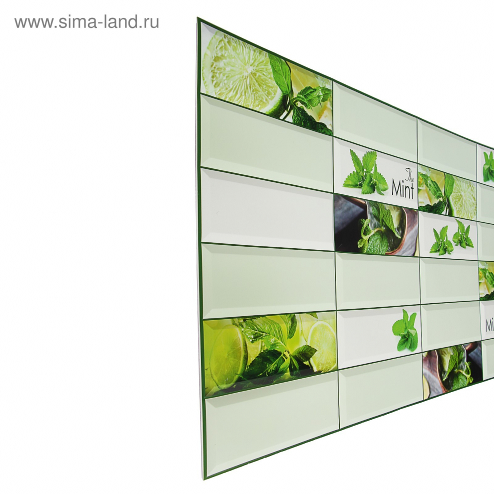 Панель стеновая ПВХ "Грейс" плитка мята панно (955*480 мм)