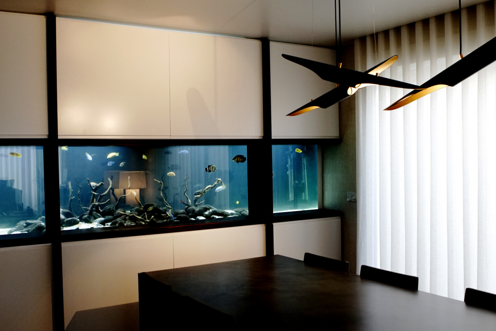 Настенный узкий аквариум