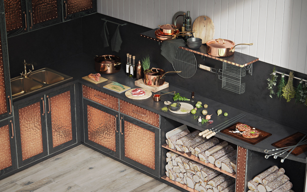 Брутальная небольшая кухня для мужчины