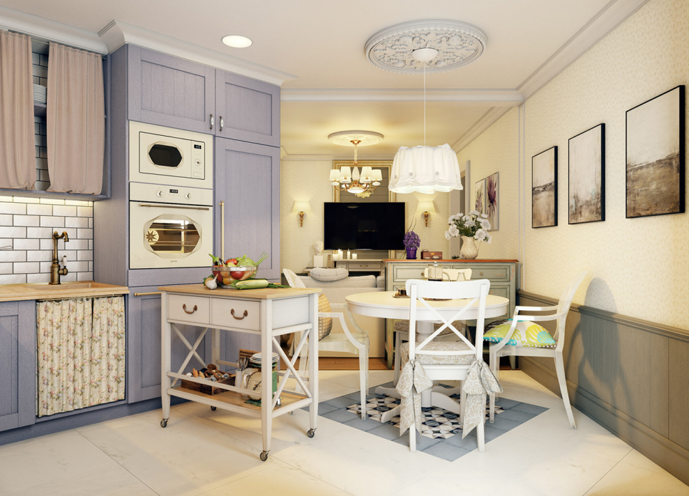 Лавандовый Прованс в интерьере кухни