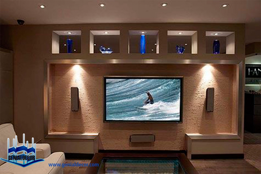 Ниши из гипсокартона в гостиной с подсветкой