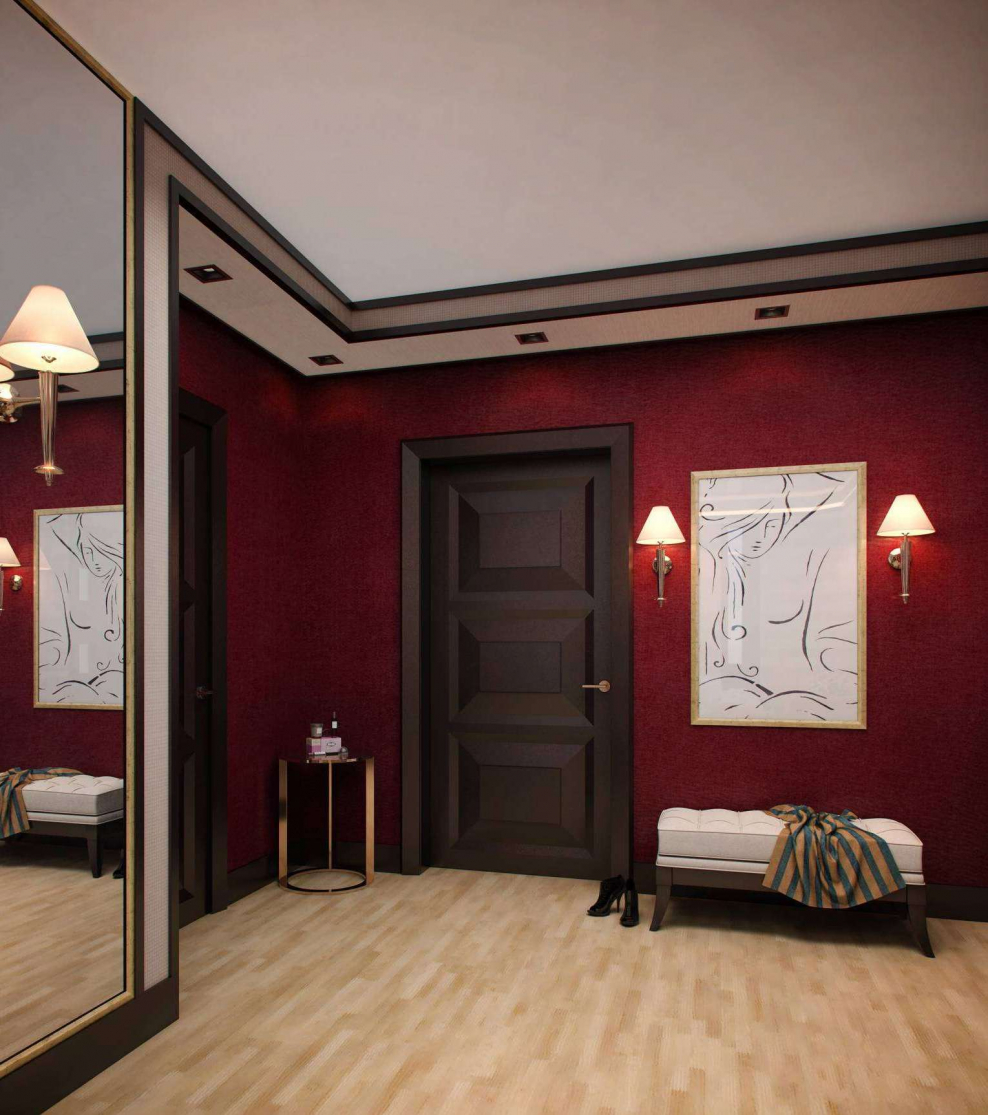 Бордовые стены в интерьере