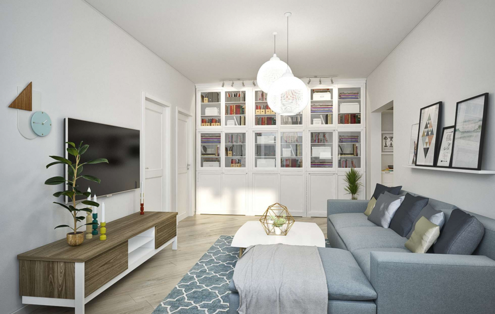 Спальня-гостиная 19м2 Скандинавский стиль