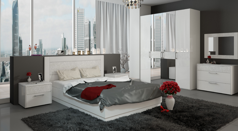 Гостиная Эмма подвесная, дуб сонома ЛДСП/белый глянец