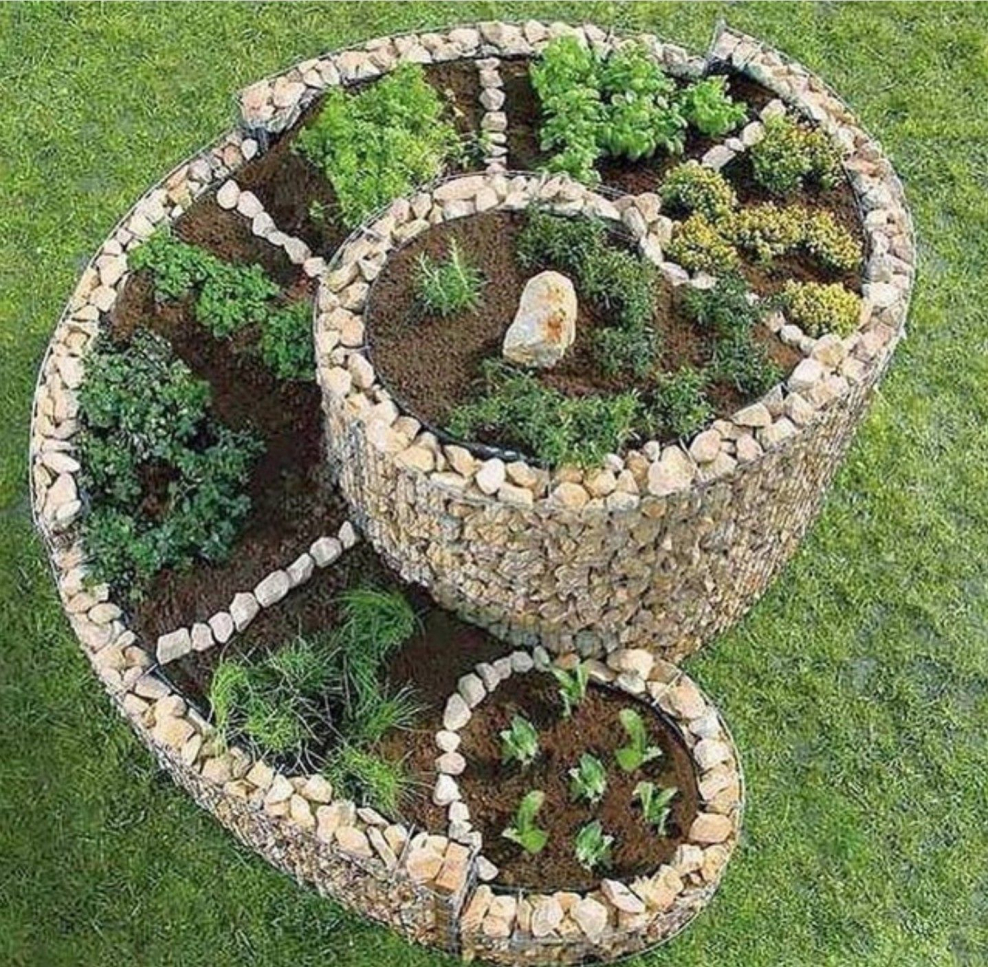 Клумбы с бутовым камнем