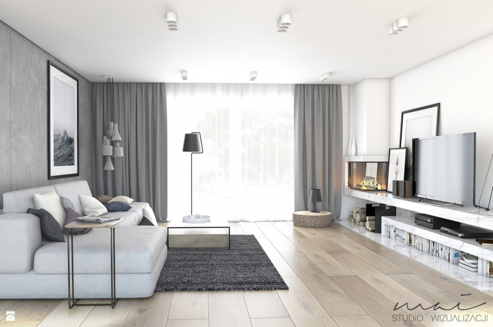 Интерьер в светло серых тонах гостиная