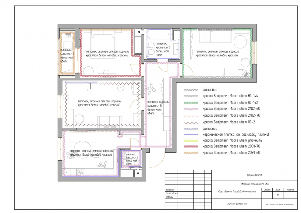 План схема отделки стен