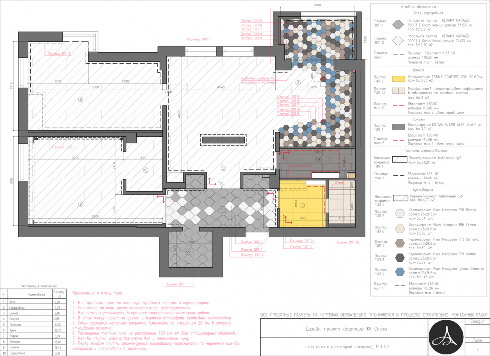 Раскладка плитки на пол чертеж