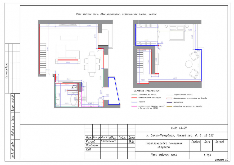 План отделки помещений