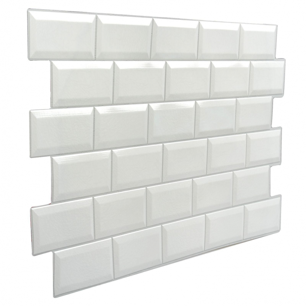 Панель декоративная ПВХ плитка кабанчик белый 485х960мм Obi