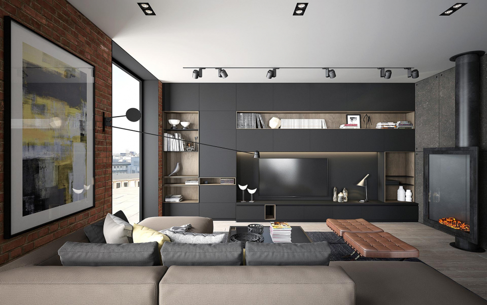 Лофт дизайн однокомнатной квартиры изометрия